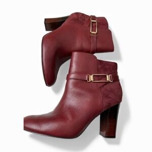 Elegant isola Burgundy leather & suede Ankle Boots 9 1/2